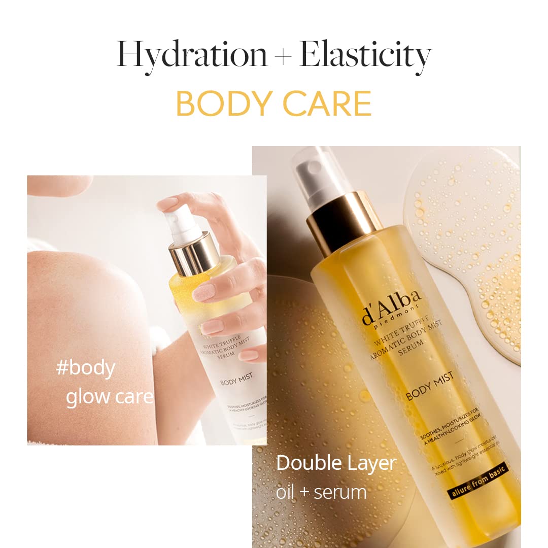 d'alba Piedmont Italian White Truffle Aromatic Body Mist Serum, Glowy Hydrating Body Serum Spray, Go-to Body Mist for dry and damaged skin, Romantic Fragrance Body Mist, Korean Skin Care