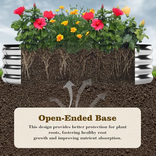 Galvanized Metal Planter Round Raised Garden Bed Kit for Gardening Outdoor,2x2x1ft Planter Grow Garden Box Raised Flower Bed,Round Galvanized Planter Outdoor Metal Fire Pit Ring