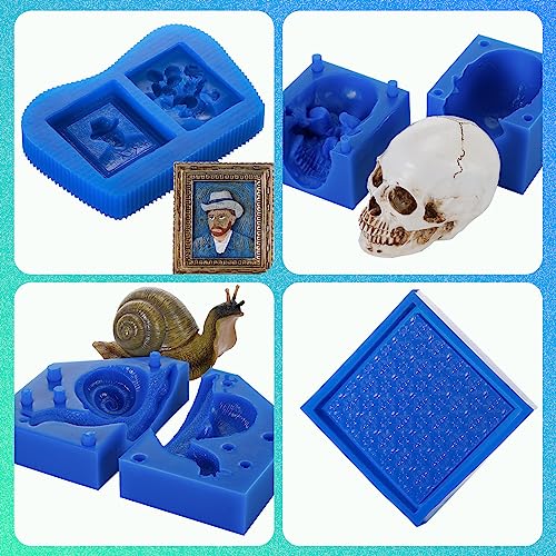 BBDINO Silicone Mold Making Kit 42 Oz, 30A Liquid Silicone for Mold Making, Fast Cure Mold Making Silicone Rubber, 1:1 Ideal for Casting Resins Molds & Silicone Molds Sapphire Blue