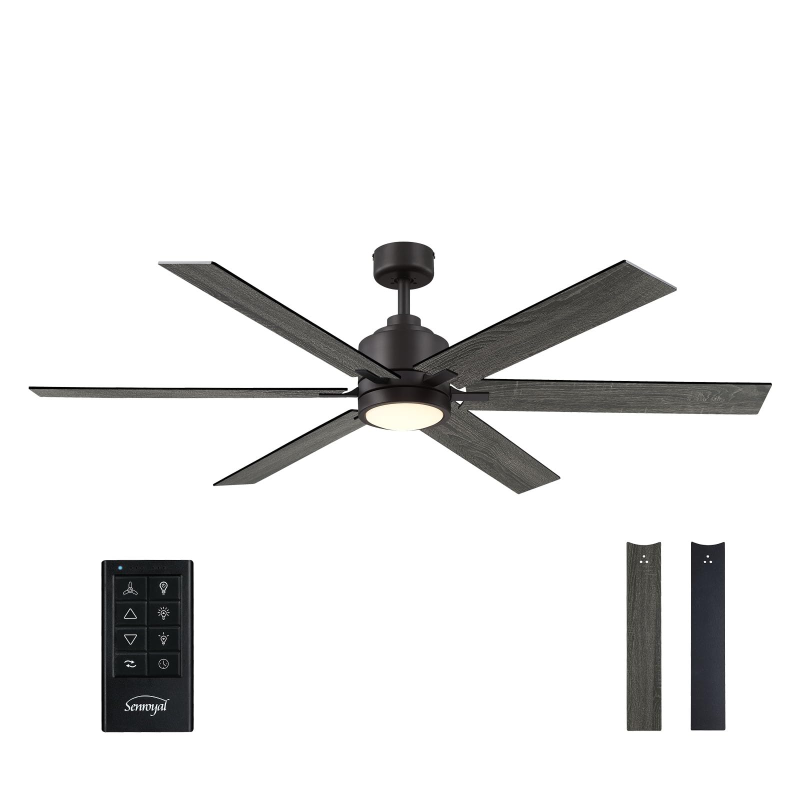 60 Inch Ceiling Fans with Light and Remote, Farmhouse Ceiling Fan with Light, Large Industrial Ceiling Fan for Living Room, Dining Room, Bedroom, Reversible DC Motor, 6 Speed, Black Bronze