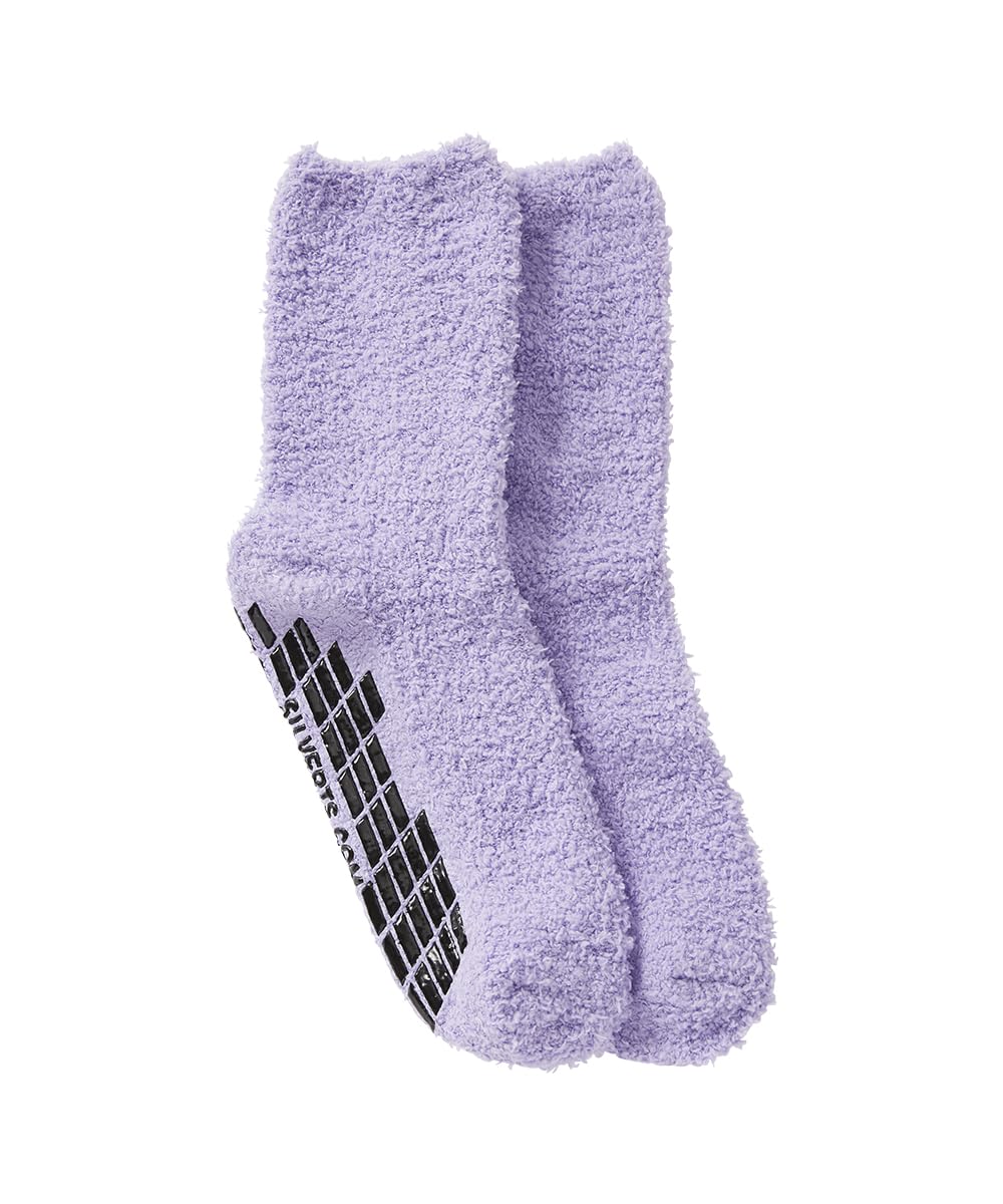 Silverts Men’s and Women’s Diabetic Gripper Non Skid Hospital Slipper Socks for Seniors - Adaptive Clothing Gift for Elderly - Soft Warm Fuzzy Grip Slip Resistant - Lilac S/M