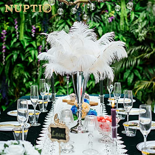 2 Pcs/ Set Tabletop Silver Metal Wedding Flower Trumpet Vase Table Decorative Centerpiece Artificial Flower Arrangements for Anniversary Ceremony Party Birthday Event Aisle Home Decoration