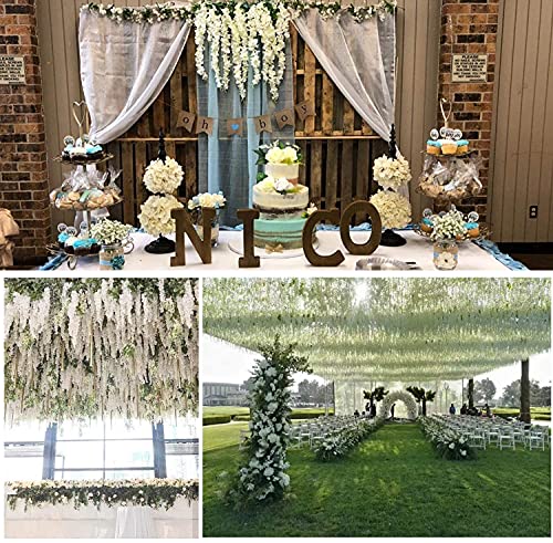 WEISPARK Fake Hanging Flowers - 12 Pieces 3.75 Feet/Piece Artificial Wisteria Vine Ratta Hanging Garland Silk Flowers for Home Party Wedding Decor (Pink)