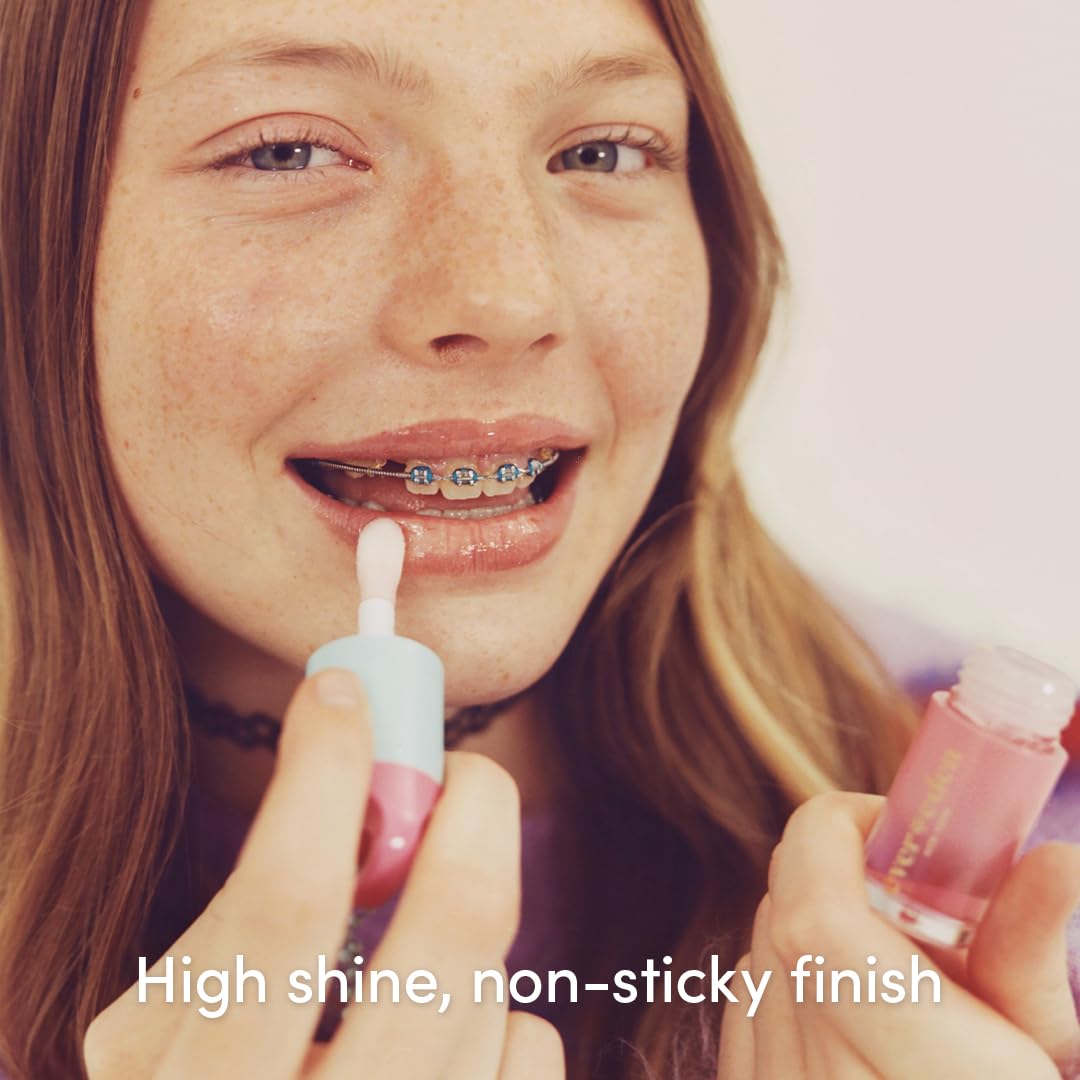 Evereden Kids Tinted Non Toxic Lip Gloss: Sakura - Non Toxic Kids Makeup - Vegan Clean Makeup for Kids - Soothing & Hydrating Kid Lip Gloss with Cherry, Peach, & Cranberry Oils - Girls Makeup