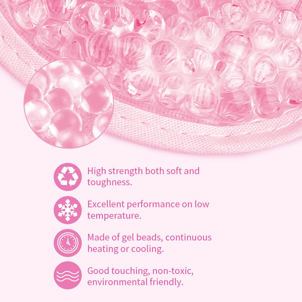 CONBELLA Cooling & Heating Eye Mask - Hot/Cold Use for Puffy Eyes, Headaches, Migraines, Sinus & Dark Circles (2 Packs Pink)