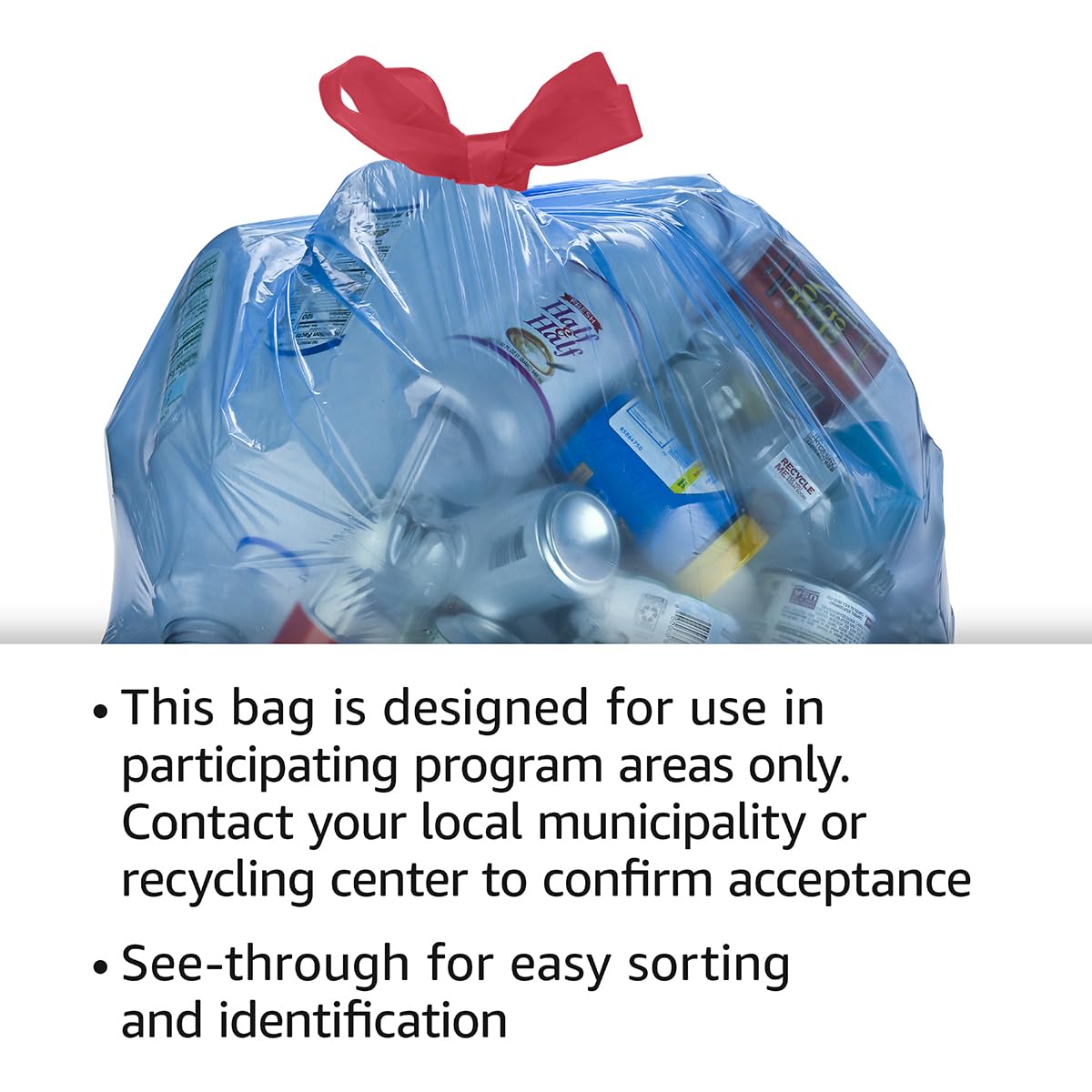 Amazon Basics Blue Recycling Trash Bags, Unscented, 13 Gallon, 60 count, Pack of 1