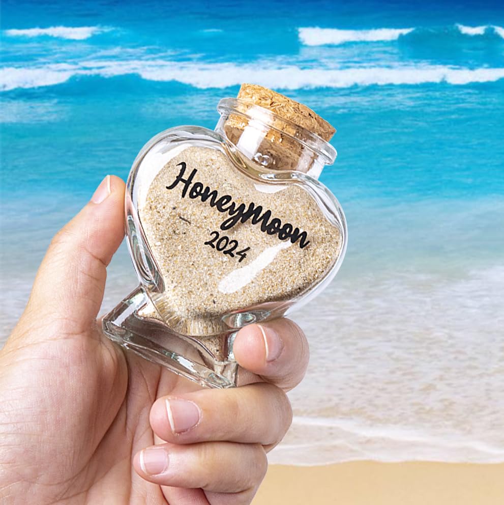 TUNGURIS Honeymoon Sand Keepsake Jar 2024,Bridal Shower Gift, Wedding Gift, Engagement Gift, Honeymoon Gift, Travel Gift for Couples, Newlywed, Fiance(Gift Box Includes) - 40ml Glass