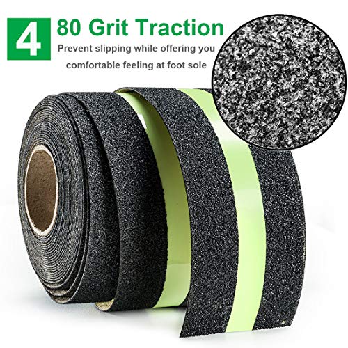 RELIANCER Anti Slip Safety Grip Tape 2inx60ft Non Skid Tread Safety Tape with High Traction Grit Yellow & Black Marking Self-Adhesive Tape Hazard Caution Warning Tape for Stairs Steps Deck