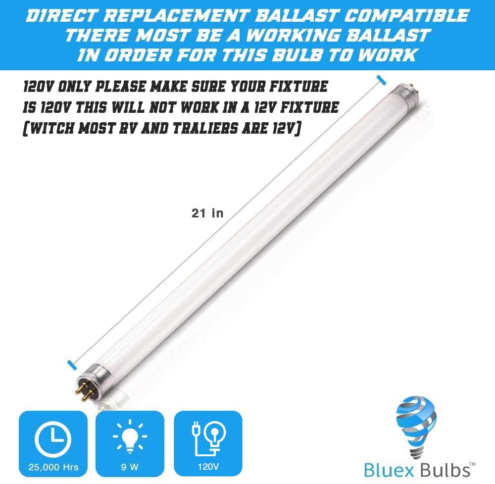 4 Pack T5 21 Inch LED F13T5WW LED Replacement Bulb F13T5 LED 9 Watts 920 Lumens Warm White 3000k 120V F13 T5 13 Watt Bulb