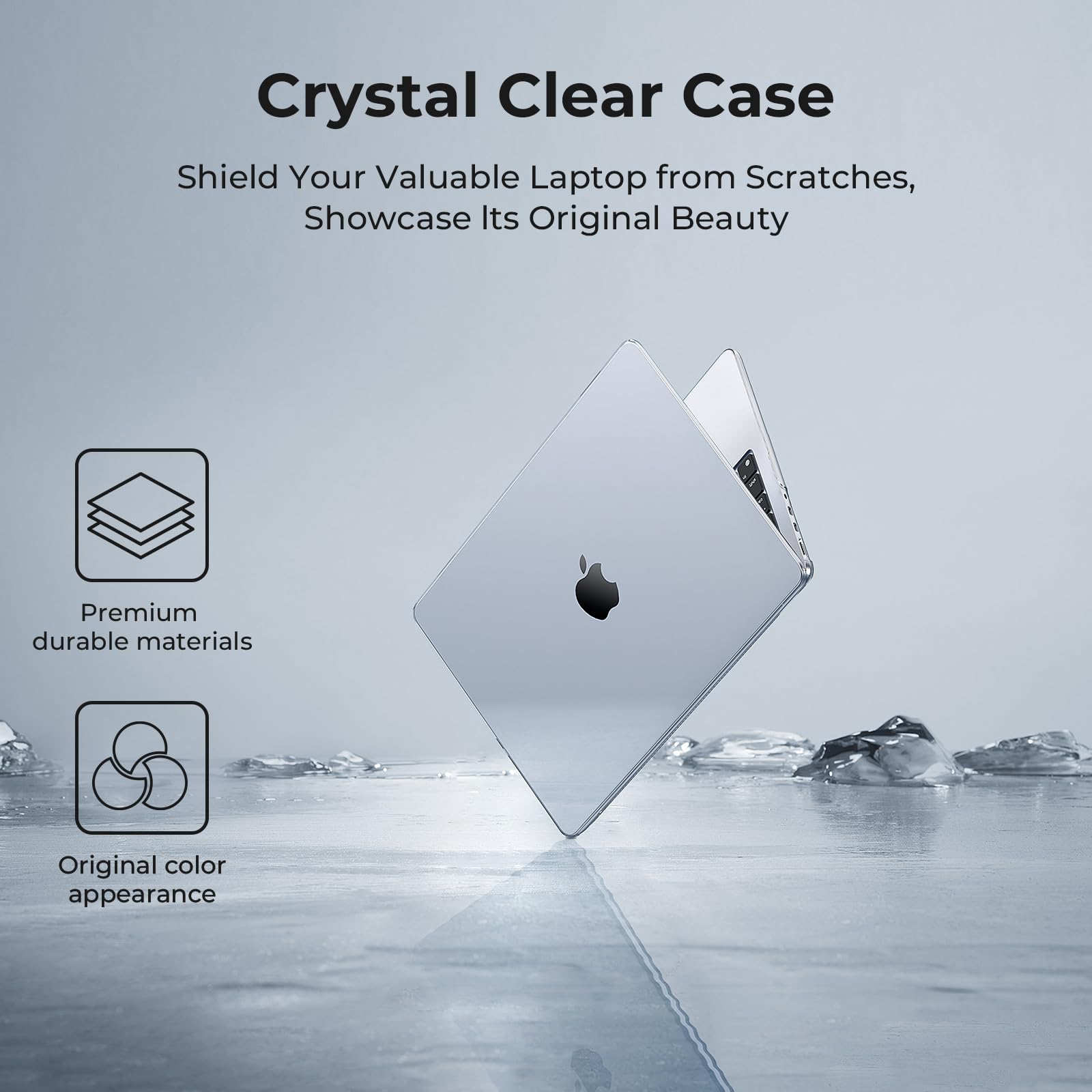 EooCoo Case Compatible with MacBook Pro 14 inch M5 2026-2021 M4 M3 M2 M1 Pro/Max Chip, Hard Shell Cases with Keyboard Cover, Screen Protector - Crystal Clear
