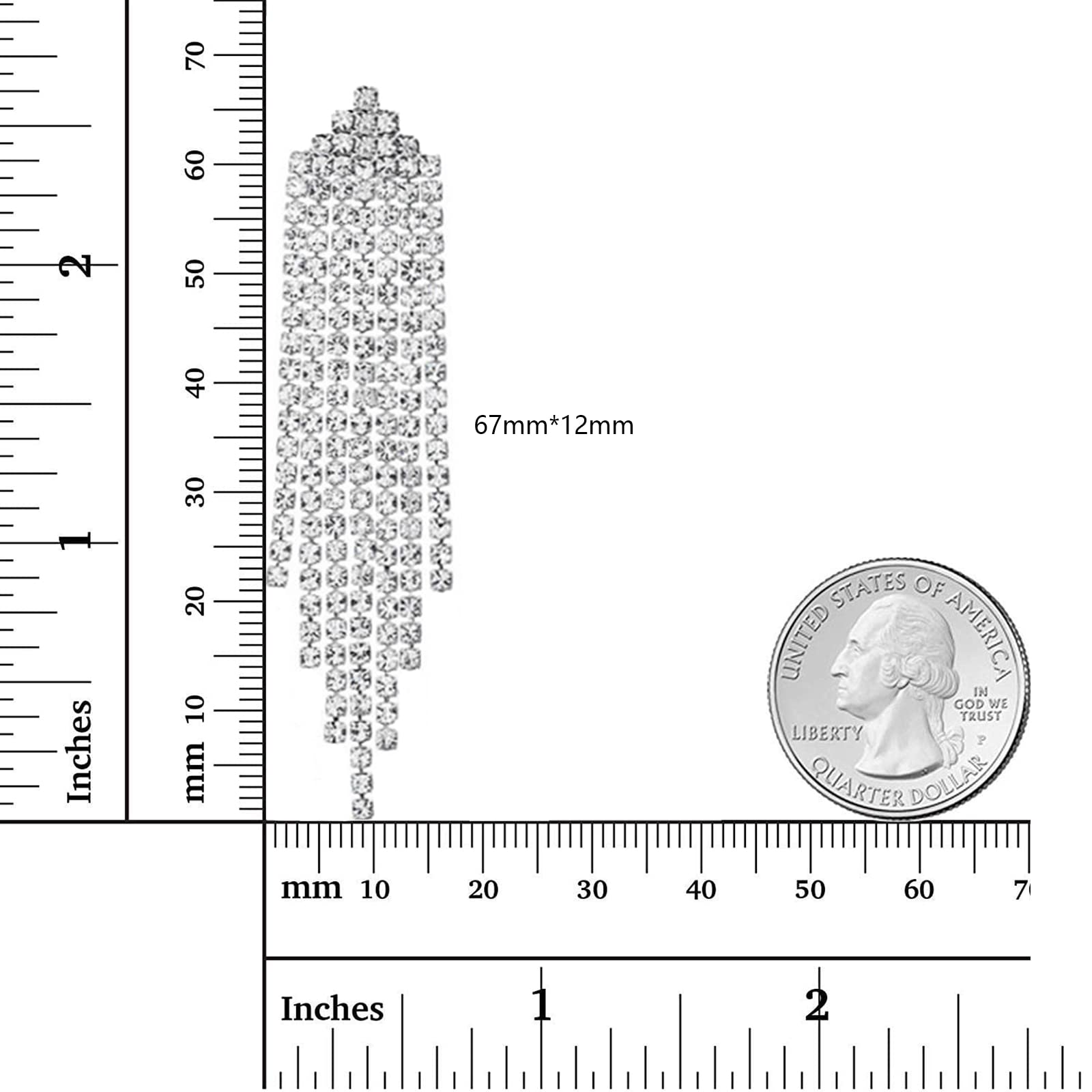 Luxval Rhinestone Earrings Dangling for Women Sparkly Silver Dangle Earrings Girls Long Chandelier Earrings Tassel Lightweight Ear Studs Cubic Zirconia Crystal Statement