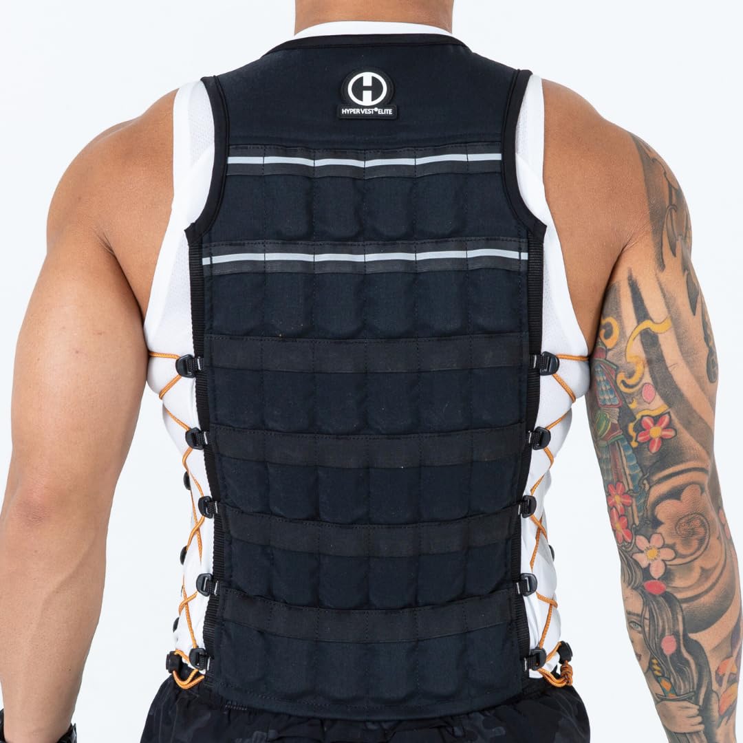 Hyperwear HyperVest ELITE Adjustable Weighted Vest for Women and Men — 20 lb Thin Steel Weights, Stretch CORDURA Fabric — Weight Vest for Walking, Running, Strength Training — Large Size, Jet Black