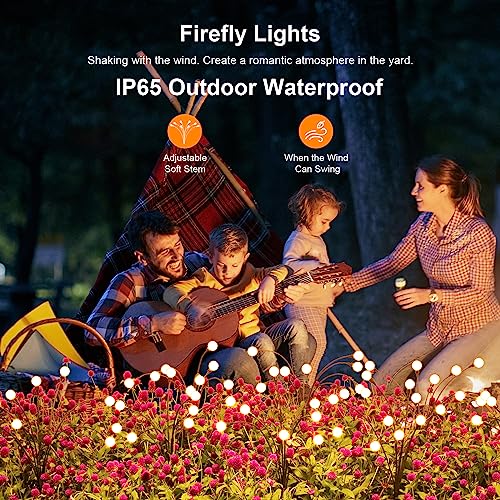 ASMAD Solar Garden Lights, 4 Pack 32 LED Solar Outdoor Lights, Outdoor Decorations Lights, Solar Swaying Lights, Firefly Lights for Patio Pathway Outdoor Decor, Big Bulb Solar Swaying Lights