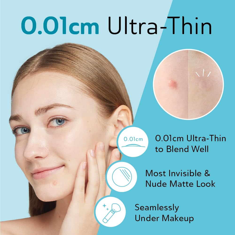 DERMA ANGEL Ultra Invisible Acne Patches Salicylic Acid Acne Patches for Cystic Acne Blemish Patches Hydrocolloid Patches Zit Patches - Day and Night Use - UPGRADED (Acne Specialist-132 Count-2 Sizes)