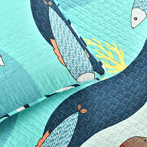 Lush Decor Sealife 2-Piece Quilt Set, Twin, Blue