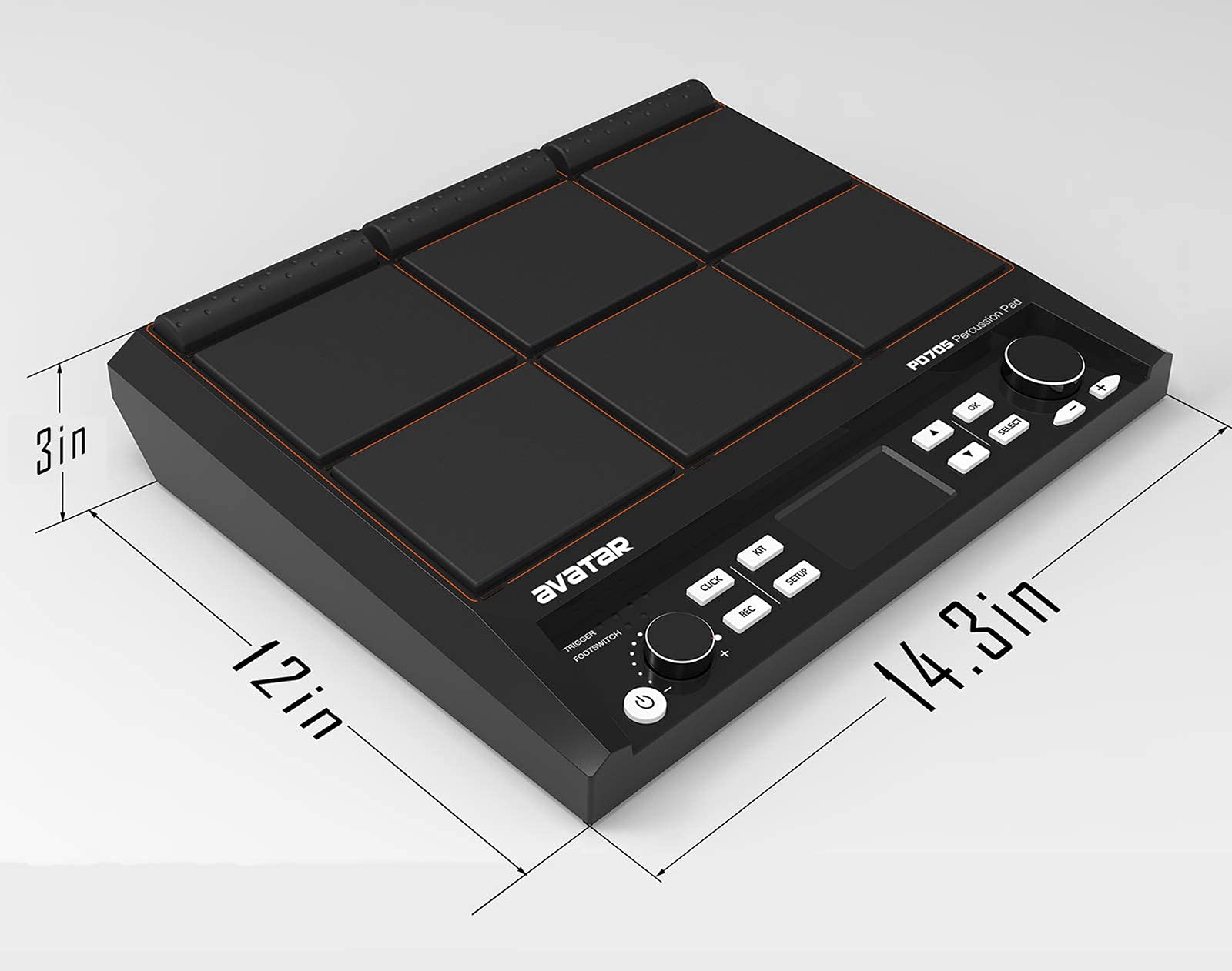 HXW PD705 Sample Pad for Sampling Sounds, Compact Multipad With 9 Velocity Sensitive Drum Pads, 592 Percussion Sounds, Support USB/MIDI In Out/AUX