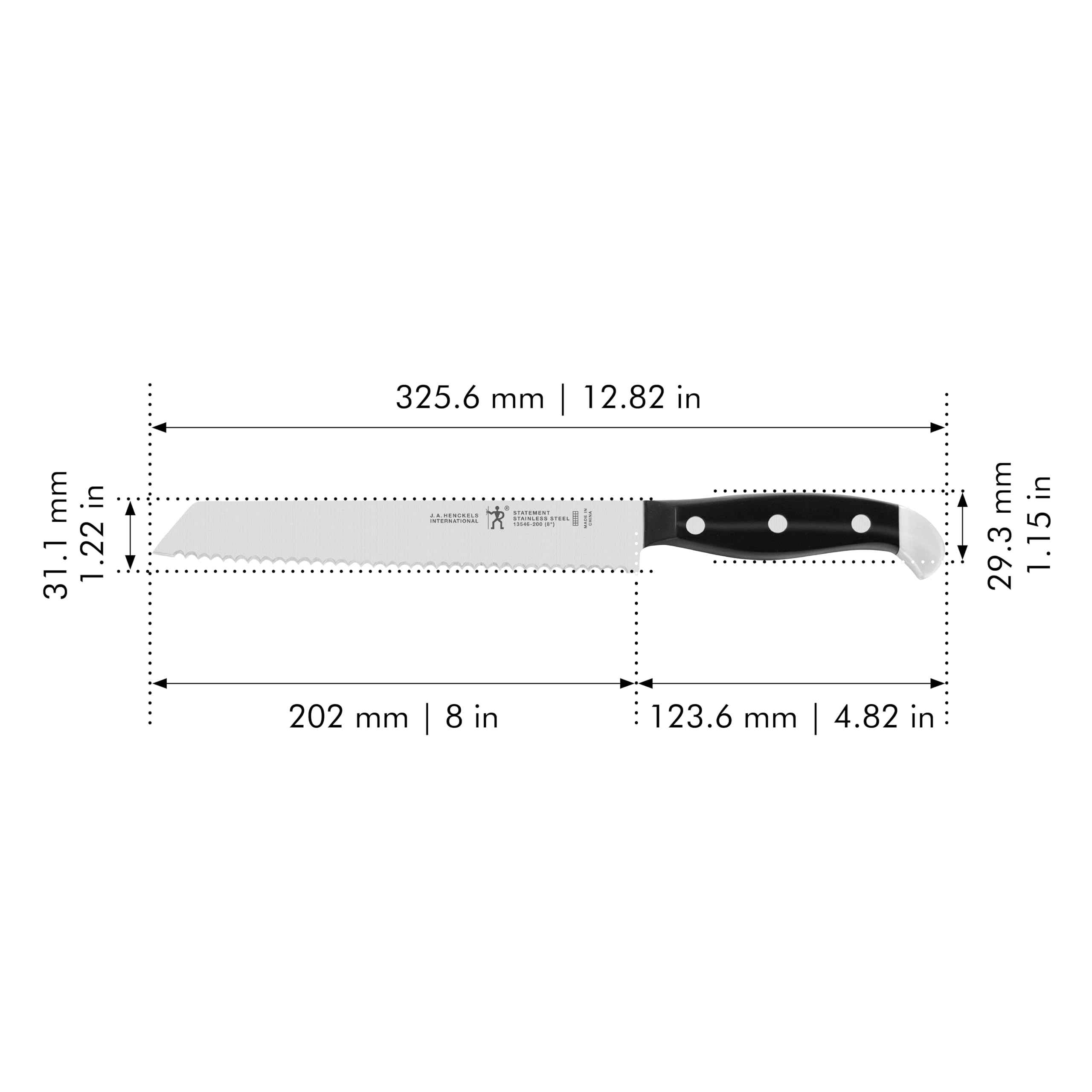 HENCKELS Statement Razor-Sharp 8-inch Bread Knife, Cake Knife, German Engineered Informed by 100+ Years of Mastery, Black