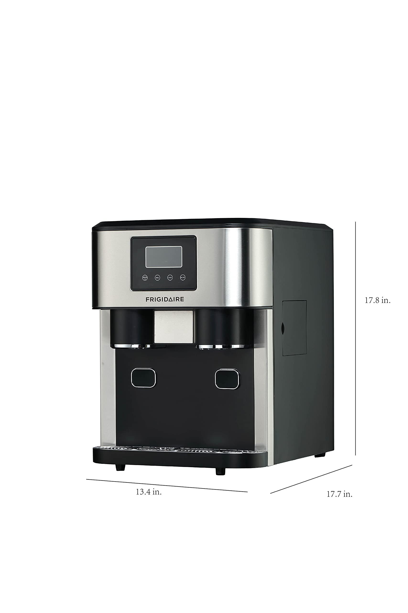 Frigidaire EFIC245-SS EFIC245 3-in-1 Countertop Crunchy Chewable Nugget Style Dual Ice Crusher and Cube Maker, Makes 33 Pounds in 24 Hours, 2 Sizes, with Water Dispenser and Line-in