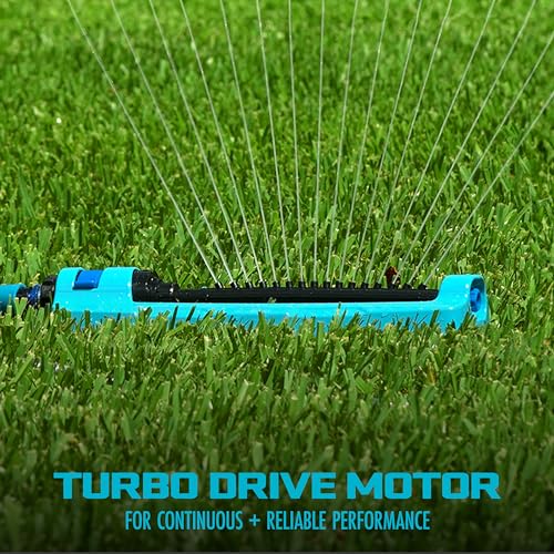 Aqua Joe SJI-OMS16 Indestructible Metal Base Oscillating Sprinkler with Adjustable Spray, 3600-Square Foot Coverage