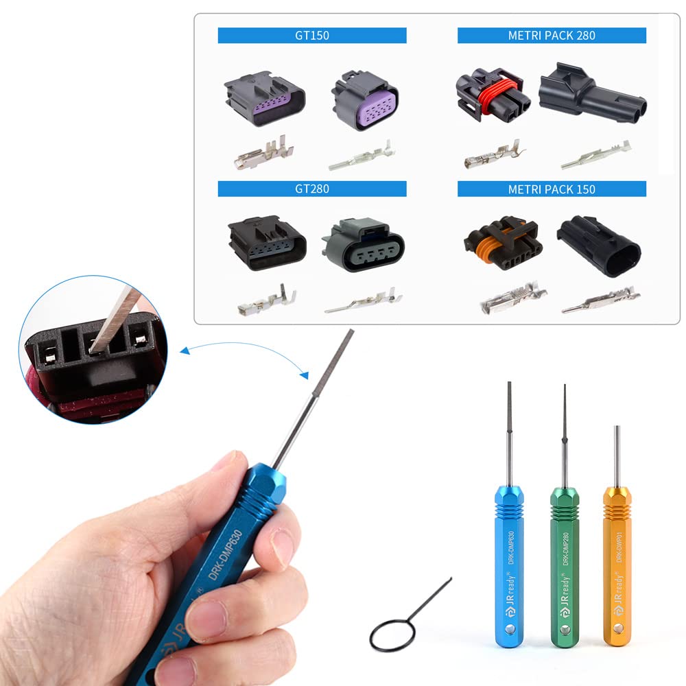 JRready ST5211 Pin Removal Tool KIT for Weather Pack Metri Pack series connector harness terminals and connector crimp pin etc electrical connector, Tool KIT include DRK 785084 Amp 1.5mm Removal Tool