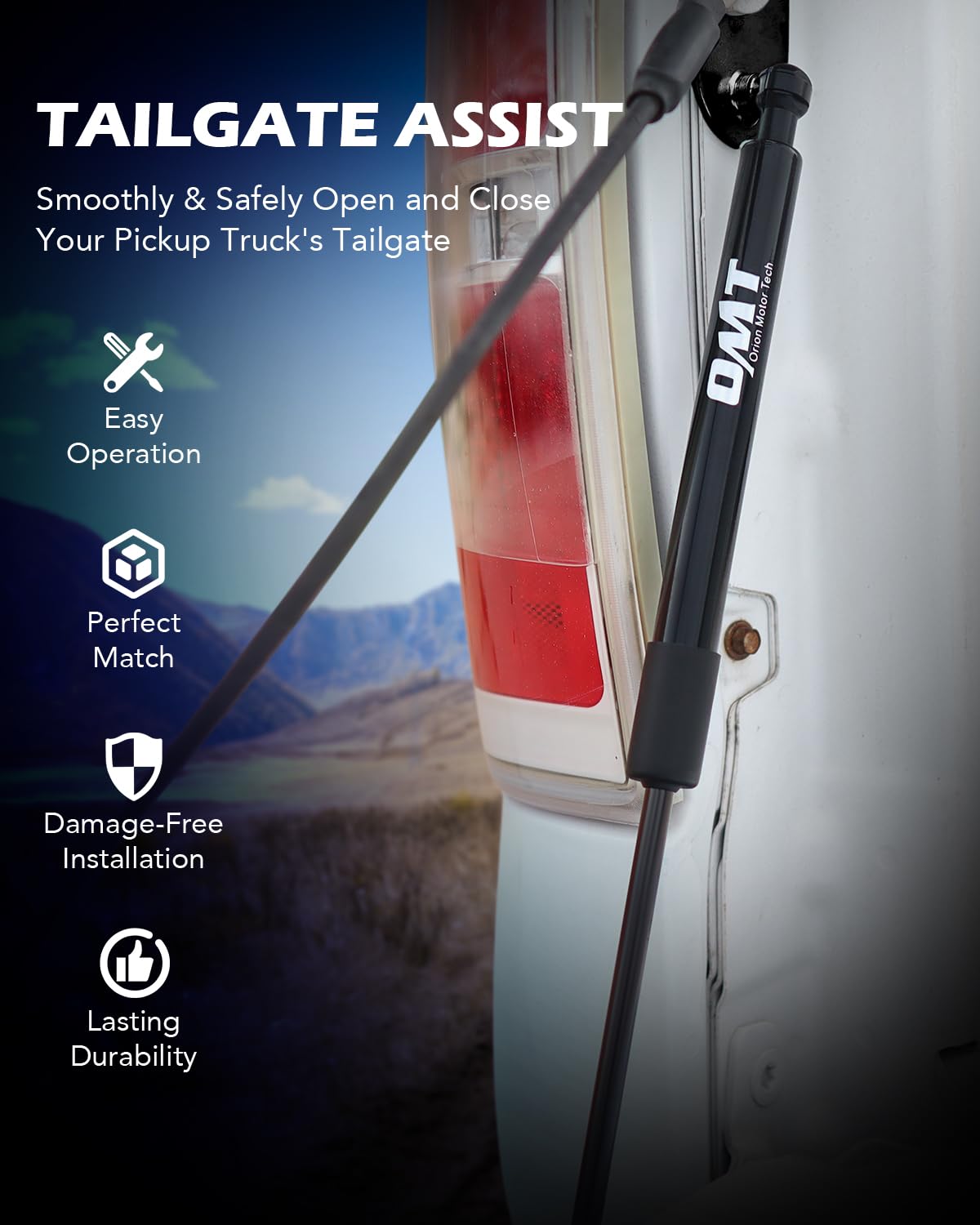 Orion Motor Tech Truck Tailgate Assist, Pickup Tailgate Lift Assist Kit Compatible with 2022 to 2023 Ford Maverick, Heavy Duty Steel Tailgate Shock Absorber Tailgate Damper with Mount