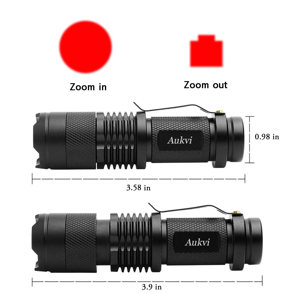AuKvi High Power Red Light Flashlight,Mini Red Flashlight,Single Mode Red LED Flashlight, Zoomable Red Light Torch for Astronomy Aviation Night Observation