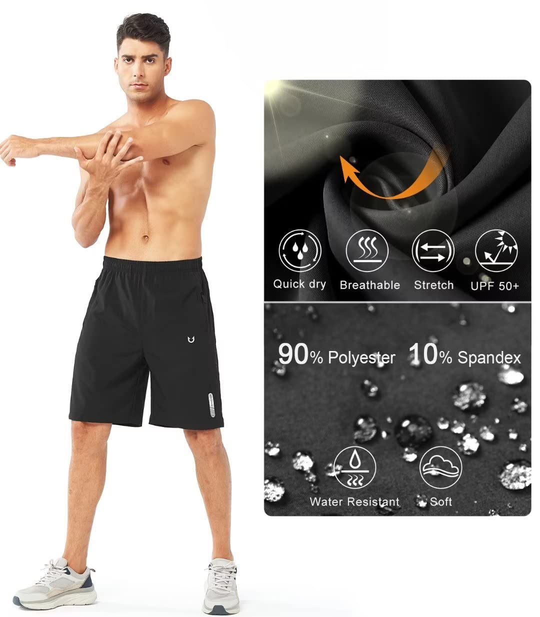 NORTHYARD Men's Athletic Running Shorts Quick Dry Workout Shorts 7"/ 5"/ 9" Lightweight Sports Gym Basketball Shorts Hiking Exercise Black-9inch XL