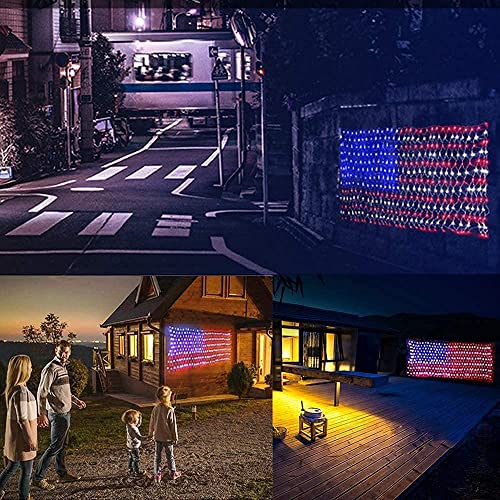 MUYUN American Flag String Lights, 420 LED USA Flag Net Light Waterproof Patriotic Lights for Party Home Decor July 4th Decorations Independence Day