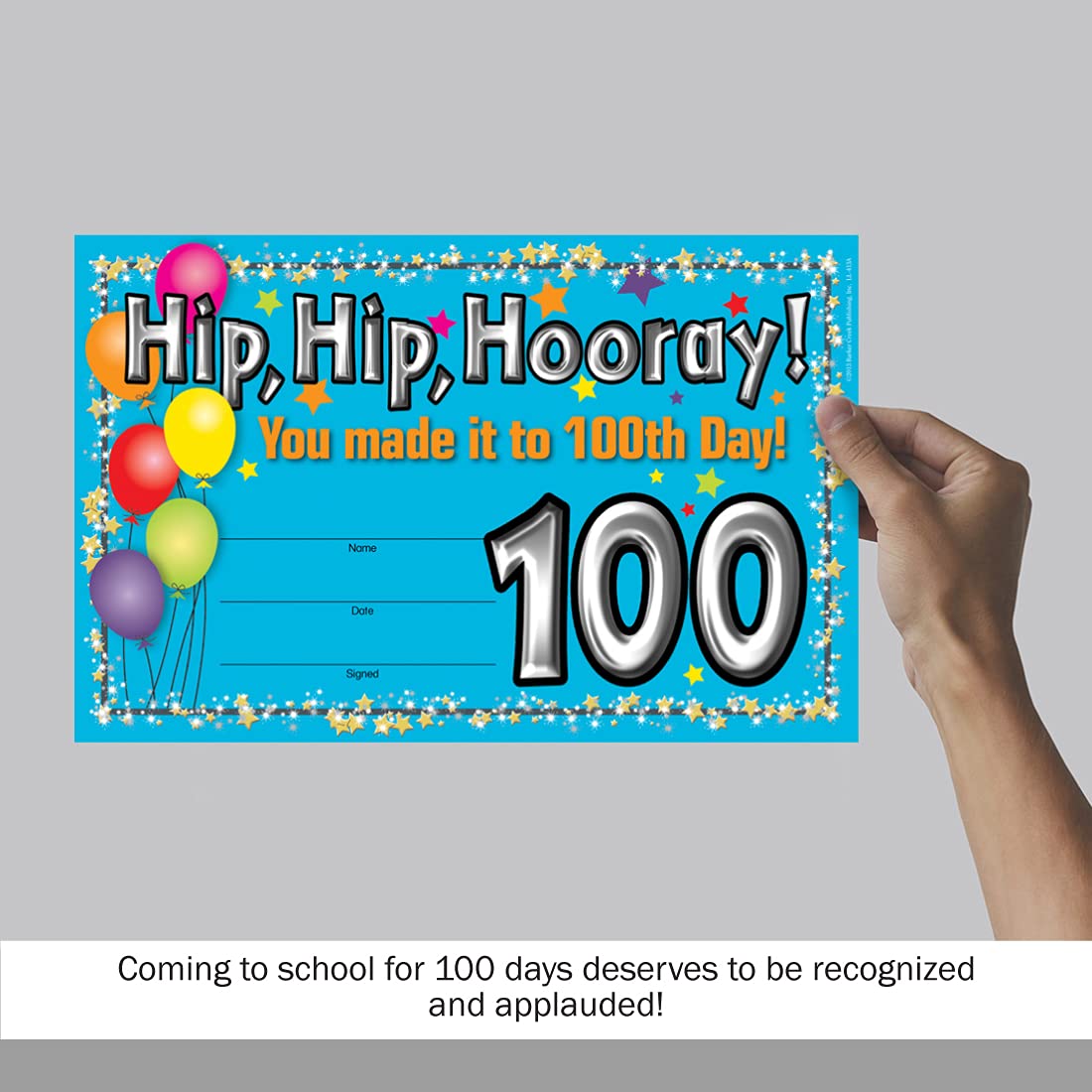 Barker Creek Recognition Awards, 100th Day, Celebrate Student Achievements with These Colorful Awards, 30 Awards per Pkg, 8.5" x 5.5" (426)
