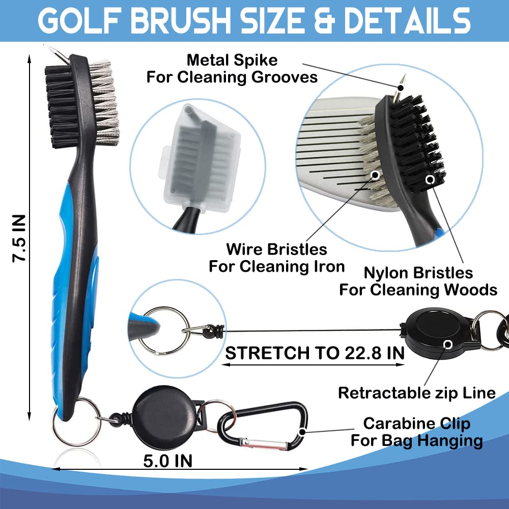 GEYGIE Swing Swear Look for Ball Embroidered Golf Towels with Clip and Golf Brush with Retractable Extension Cord, Funny Golf Towel Gifts and Golf Accessories Set for Men Women Golfers Golf Fan