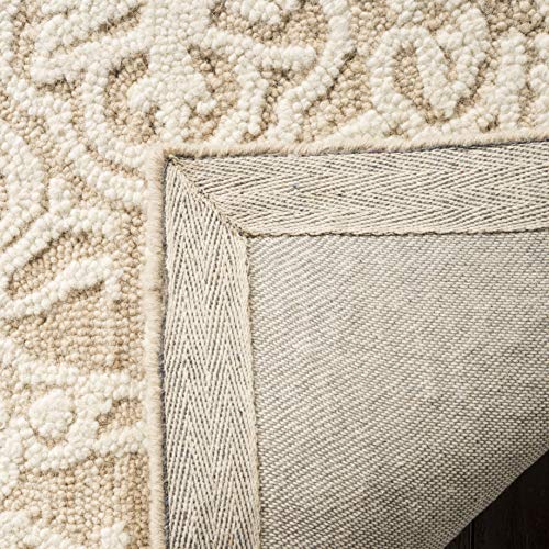 SAFAVIEH Blossom Collection 4' Round Beige/Ivory BLM112B Handmade Premium Wool Entryway Foyer Living Room Bedroom Kitchen Area Rug