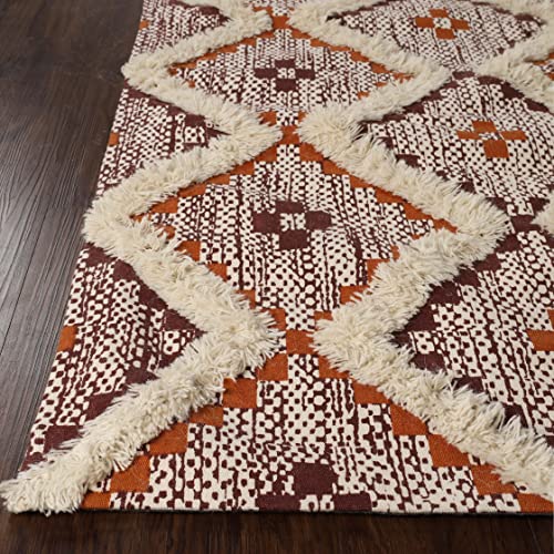 Superior Talluah | Indoor Printed Hand-Tuffed room decor for bedroom aesthetic area rug for living room | 2' x 3' | Apricot-Brick Red