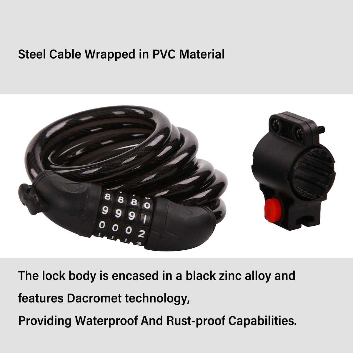 SEPOX® 2Pcs Pack 6FT Extra Long Cable Combination Bike Locks, 4 Digits Retractable Security Lock, 12mm Heavy Duty Anti Theft Anti Rust Cable for Bicycle, Scooter, Gate, Outdoor Equipment, Weatherproof