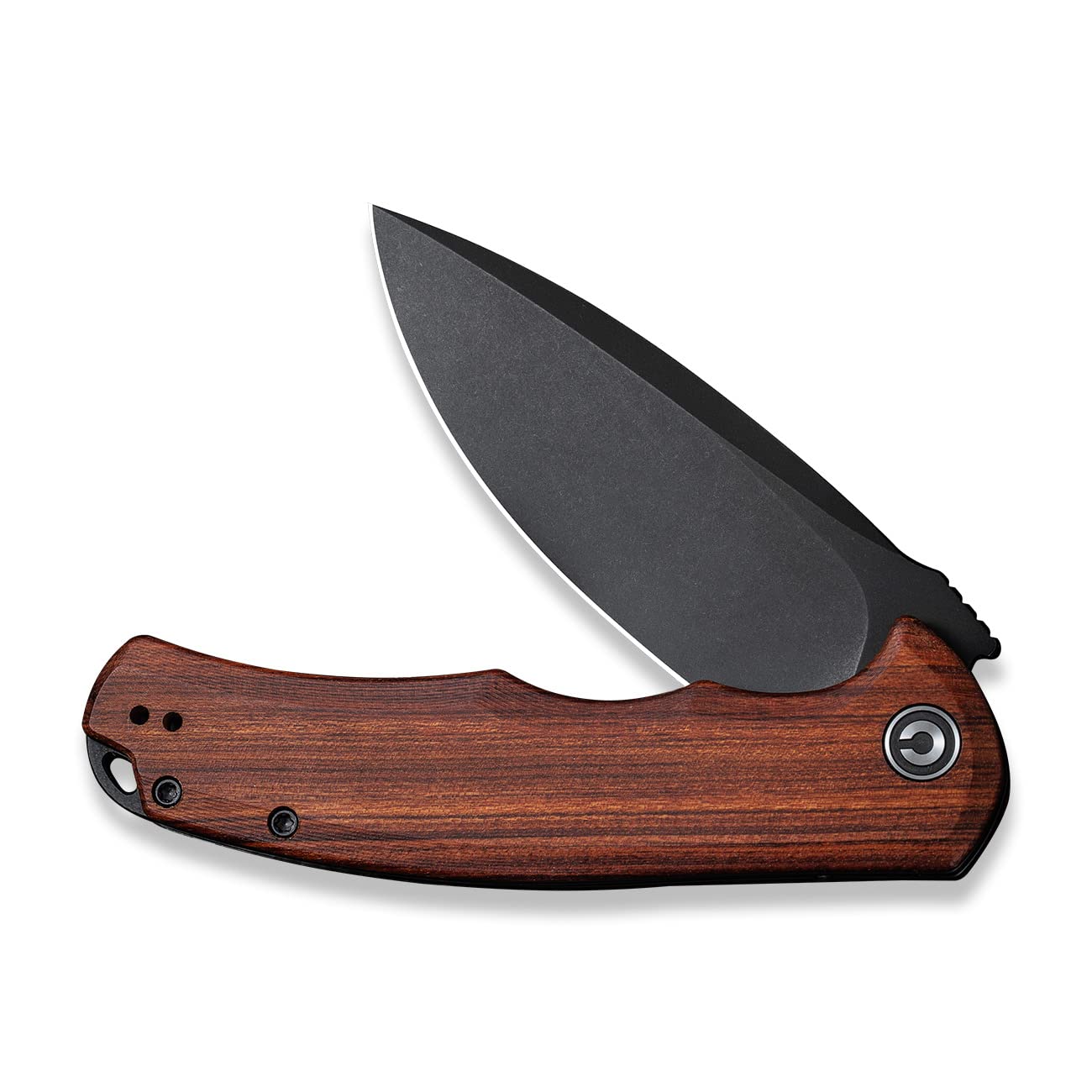CIVIVI Folding Pocket Knife- Praxis Flipper Liner Lock Knife, 3.75" Black Stonewashed Blade with Cuibourtia Wood Handles, Reversible Clip for Everyday Carry Outdoor Use C803H