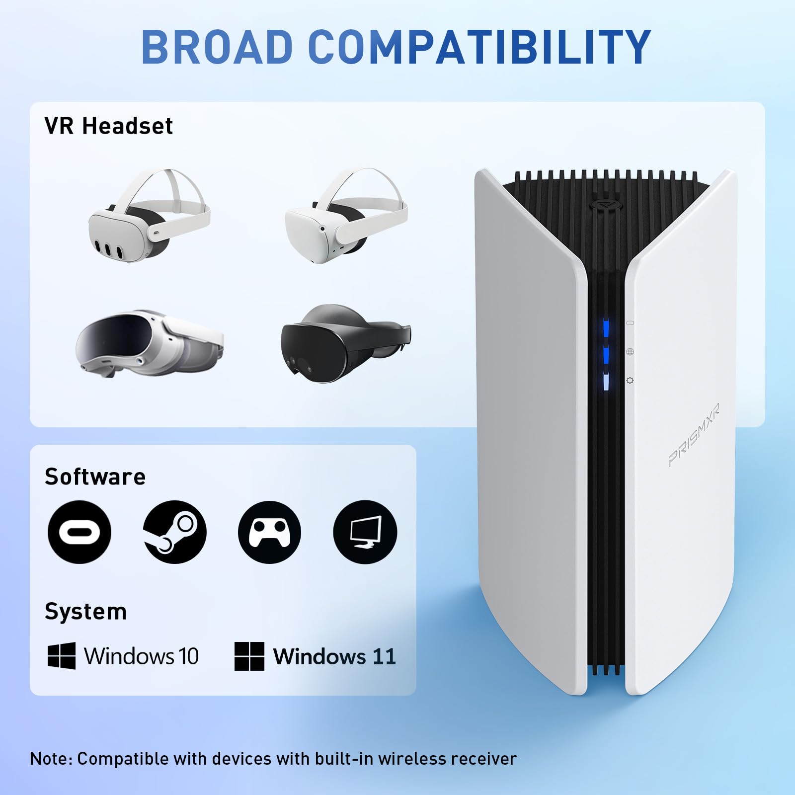 PRISMXR PC-VR Streaming Air Link Bridge Compatible with Meta Quest 3/Quest 3S/Quest 2 AX3000 WiFi6 Router, Quest Pro and Pico 4/Ultra, Replace Oculus Link Cable, Wireless Stable and Fast (Puppis S1)