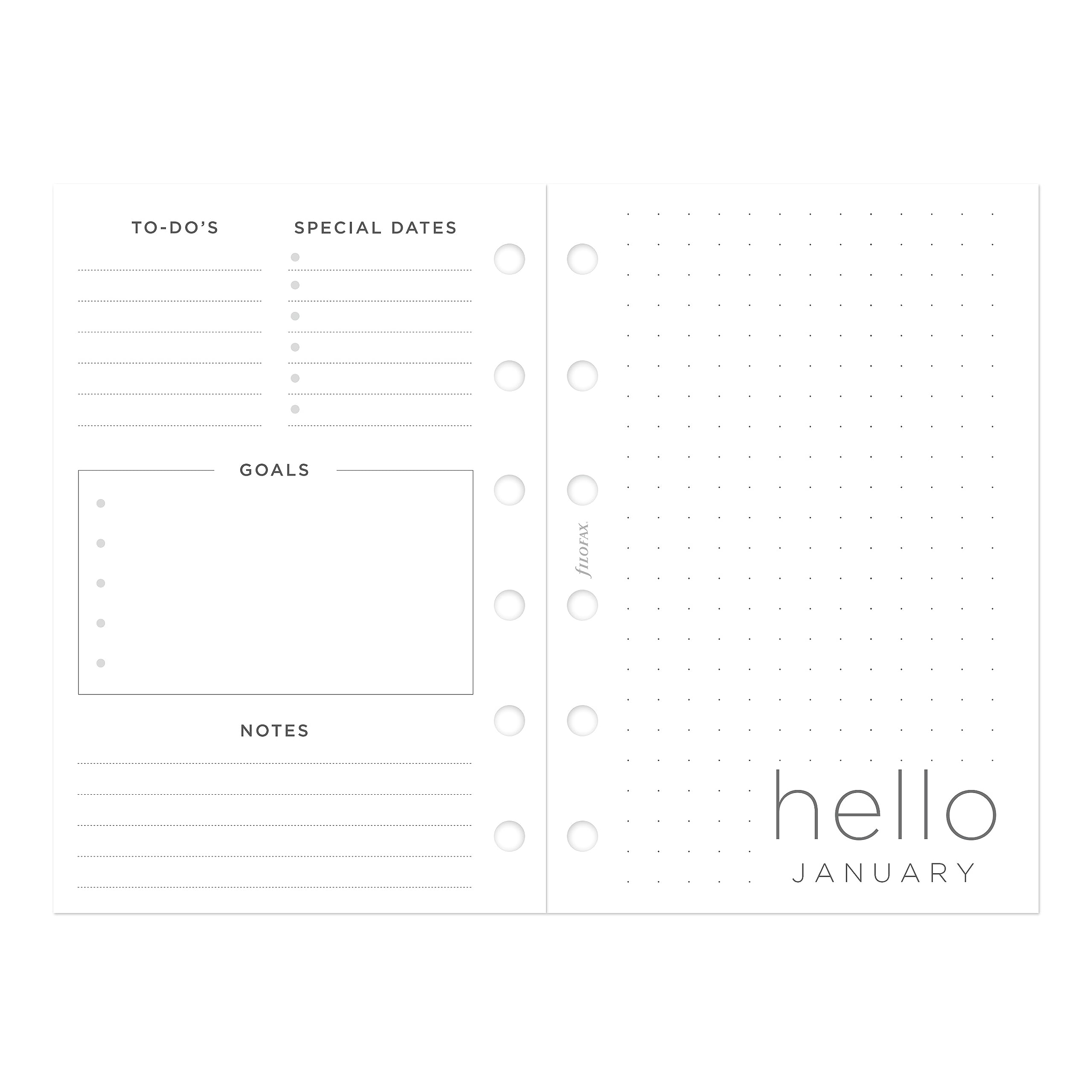 Filofax Calendar Diary Refill, Pocket Size, Week-to-View, Minimal Diary Pack, White Paper, Multilingual: Five Languages, 2024 (C68290-24)