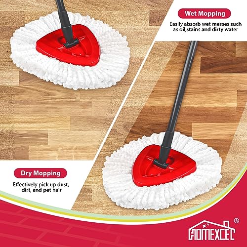 HOMEXCEL Mop Replacement Heads Compatible with O-Cedar EasyWring Spin Mop 2 Pack-Washable Microfiber Spin Head Refills-Easy Cleaning Mop Head Replacement