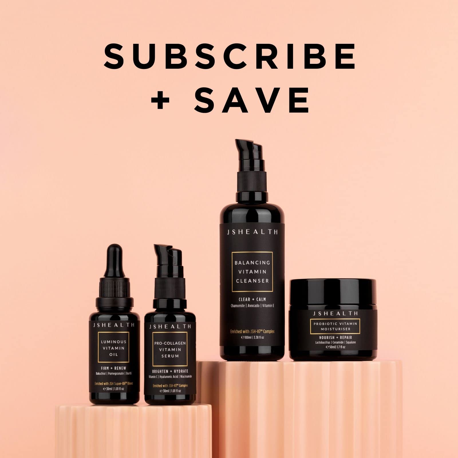 JSHealth Vitamin C Serum for Face - Brightening Hyaluronic Acid Serum - Anti Aging Vitamin C Face Serum - Hydrating Facial Serum with Niacinamide