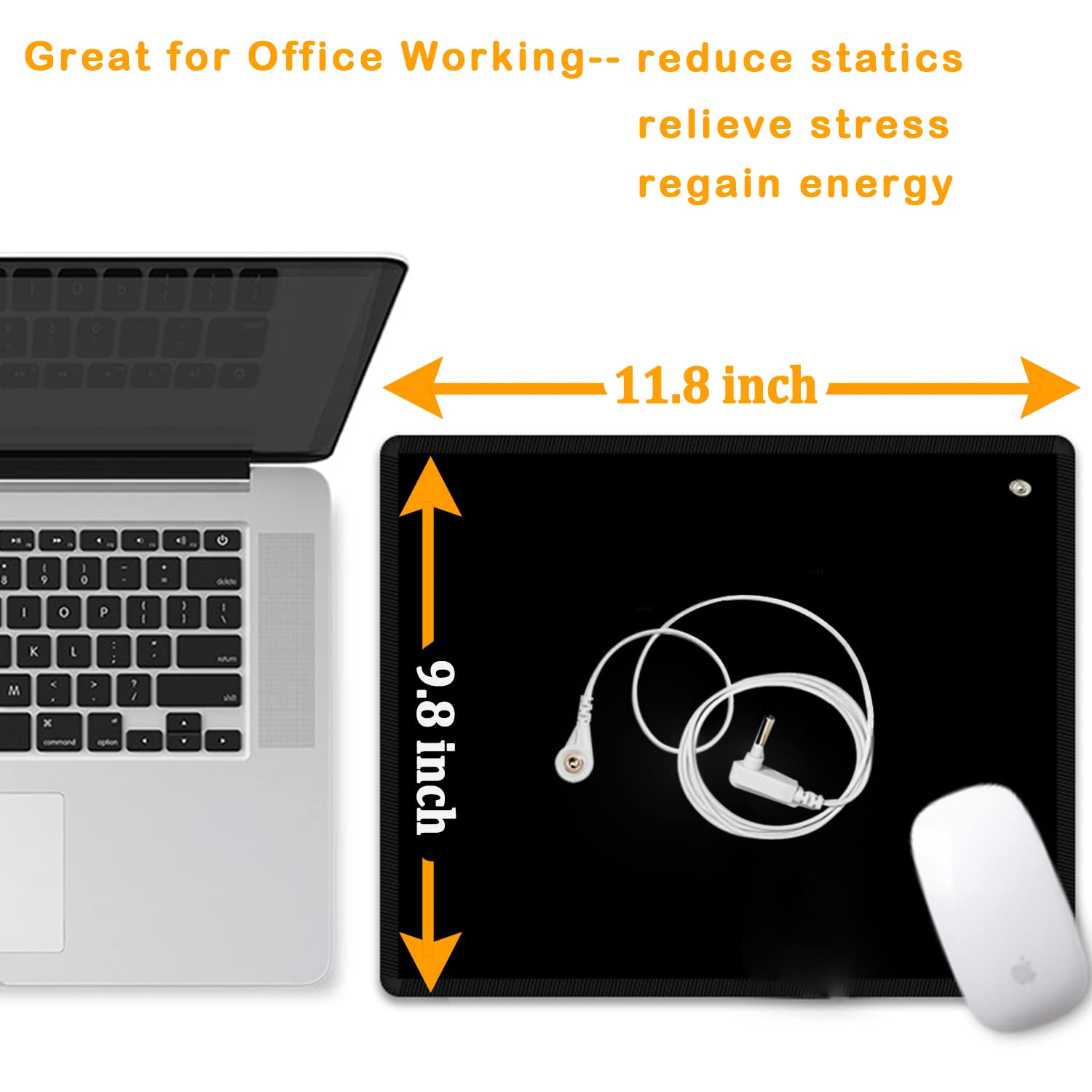 Grounding Mat for Working, Grounding Mouse Mat Reduce Stress, Grounding Mouse Pad for Health and Better Sleep 9.8”*11.8”