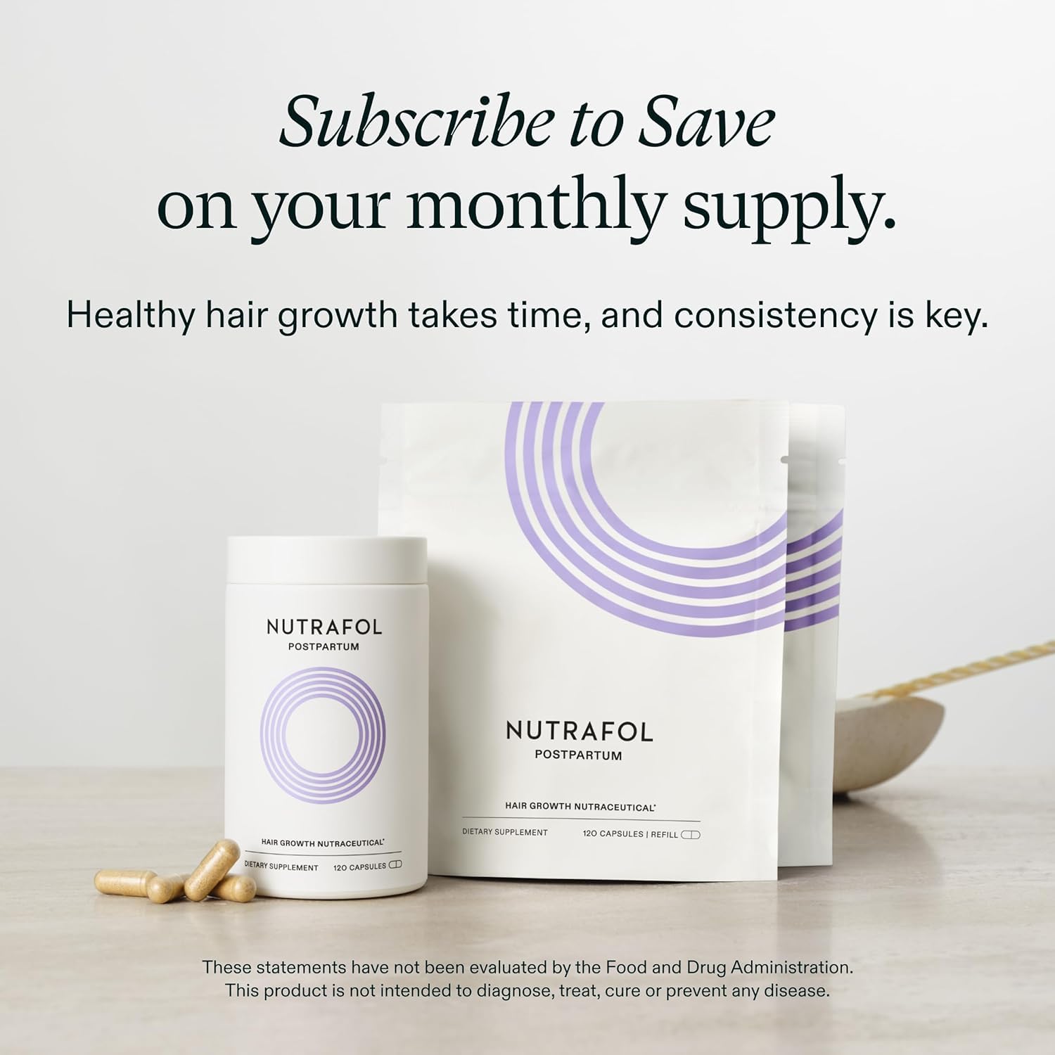 Nutrafol Postpartum Hair Growth Supplements, Clinically Tested for Visibly Thicker Hair and Less Shedding, Breastfeeding-friendly - 1 Month Supply