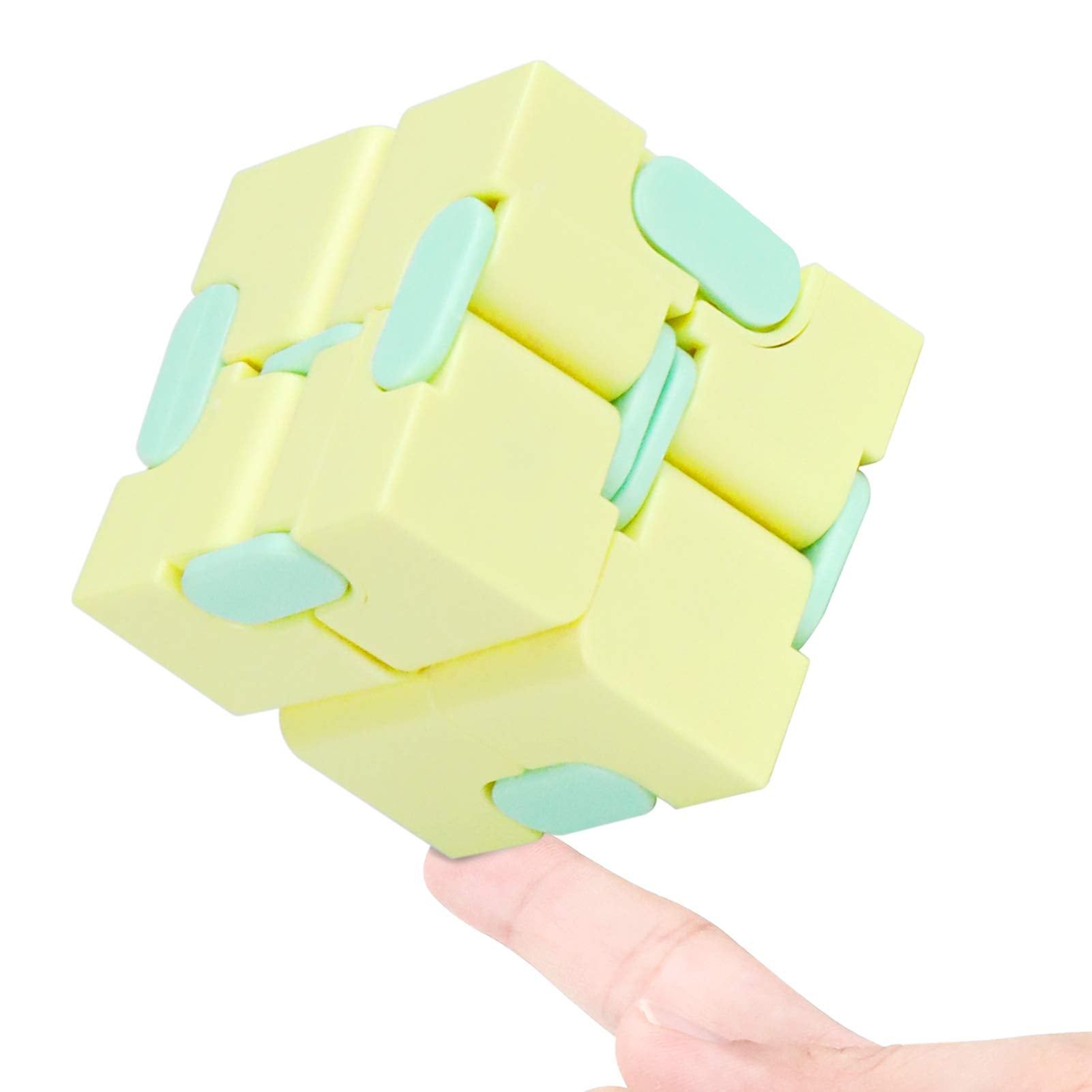 Infinitycube Fidget Toy Stress Relieving Fidgeting Game for Kids and Adults,Cute Pocket-Sized Unique Gadget for Anxiety Relief and Kill Time (Macaron Yellow)