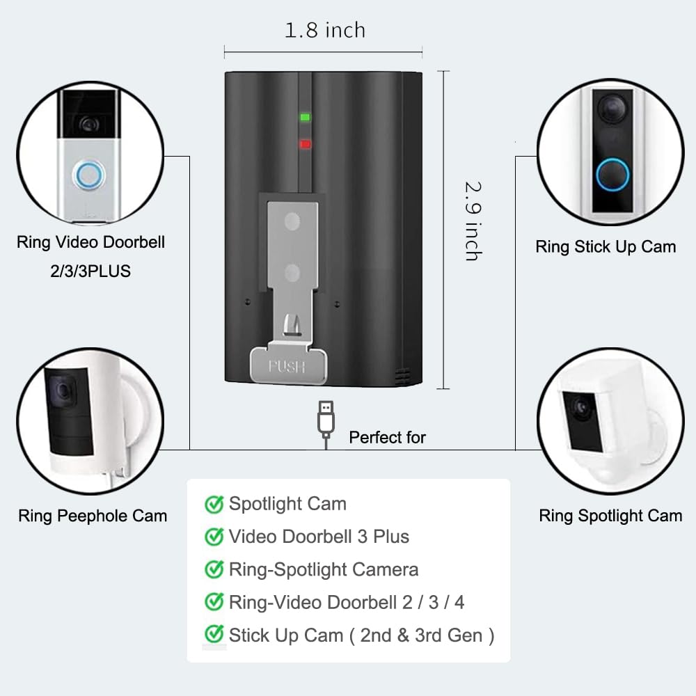 Replacement Battery with Charger Station for Ring-Doorbell Camera 1 and 2, Spotlight Camera and Stick Up Camera, Rechargeable Upgraded Lithium Li-ion Batteries 3.65V Camera Indoor