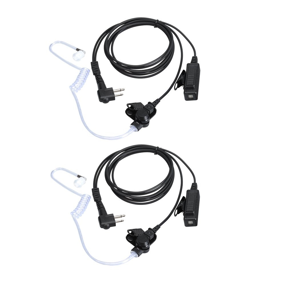 KCTIN Earpieces for Motorola Walkie Talkies with Mic 2 Pin Acoustic Tube Headset and PPT for CP200 GP2000 XU1100 PRO1150 MU12 (2 Pack)