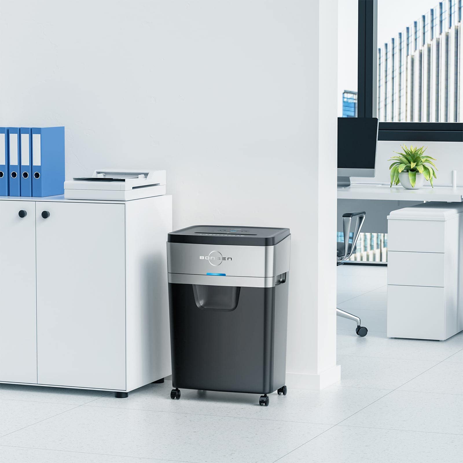 BONSEN Paper Shredder, 20-Sheet 60 Mins Nonstop Heavy Duty Paper Shredder for Office, 60dB Ultra Quiet Cross-Cut Shredder with 6.6 Gals Basket, Anti-Jam CD and Credit Shredder for Home Office (S3104)