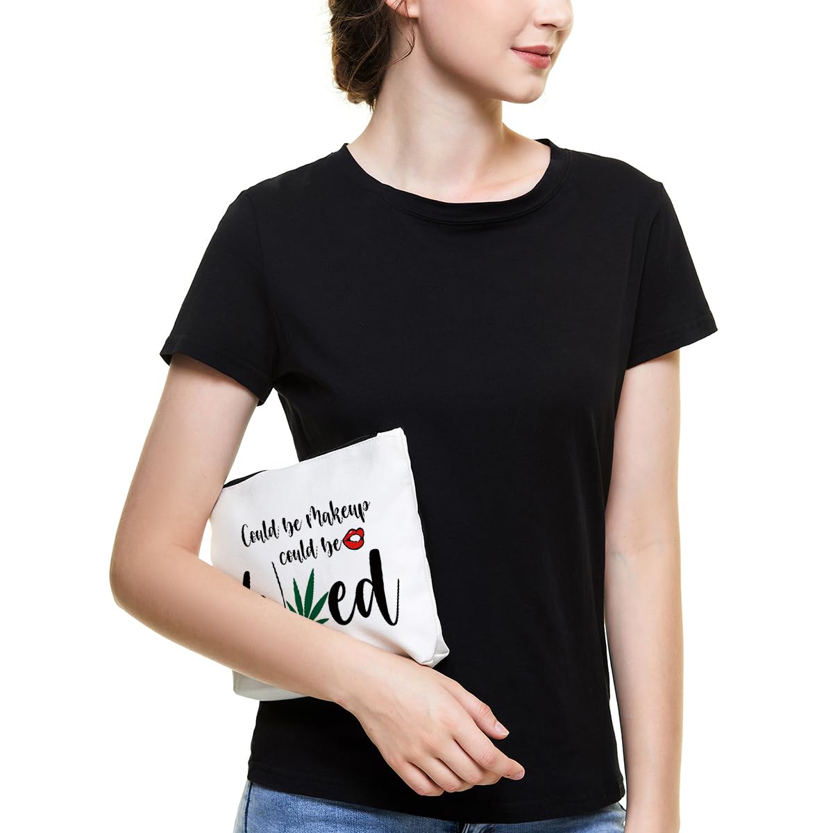 Fokongna Funny Makeup Bag Gifts For Best Friend Woman Gag Gifts for women Funny gifts Weed Small Cosmetic Bag Sister Travel Accessories Organizer Bag Toiletry Case for Birthday Christmas Gifts