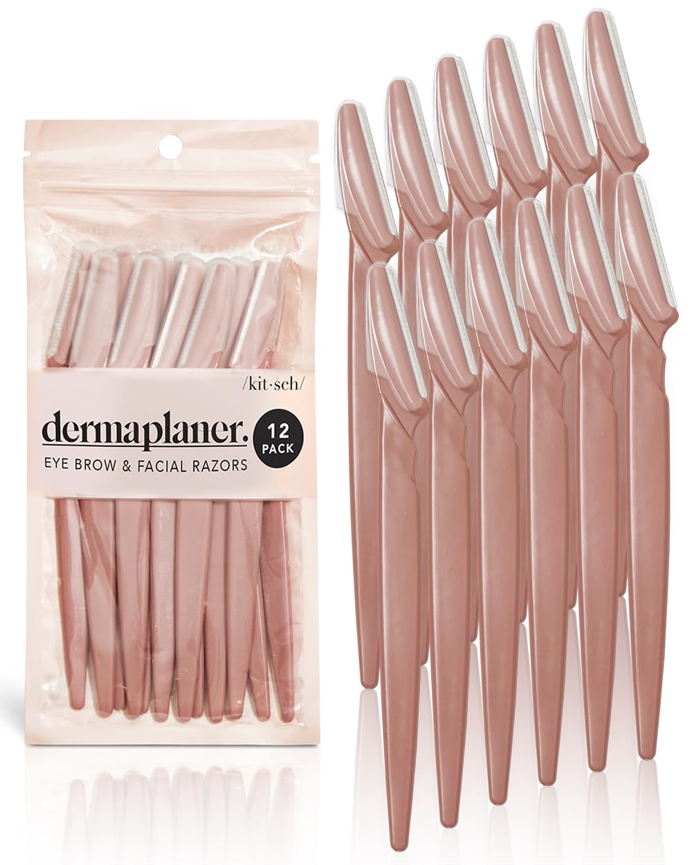 Kitsch Dermaplaning Tool - Face Razors for Women and Men, Eyebrow Trimmer and Face Shaver, Facial Hair Removal, Facial Razors for Women and Men, Dermaplane Razor, Valentines Gift - 12pc, Terracotta
