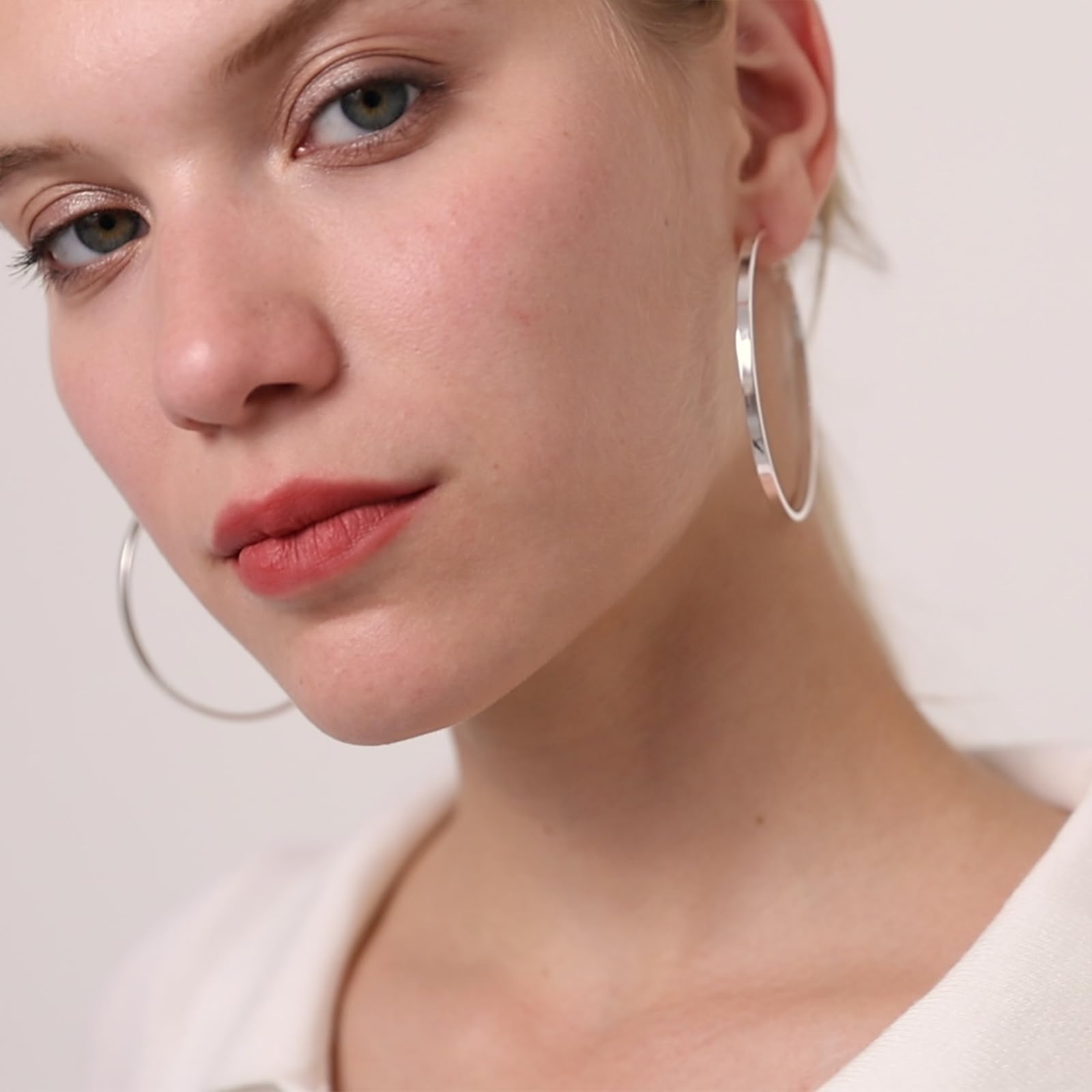 LOUMILEO Large Silver Hoop Earrings for Women Hypoallergenic Sterling Silver Hoop Earrings Lightweight Big Silver Hoop Earrings 3mm Thin Silver Hoop Eearrings for Women Girls 70MM