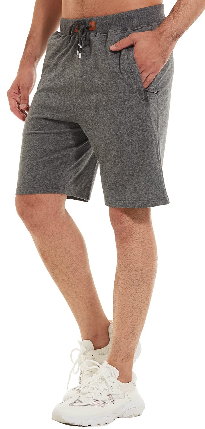 QPNGRP Mens Shorts Casual Drawstring Zipper Pockets Elastic Waist Darkgray 34