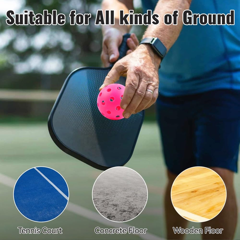 Outdoor Pickleball Balls 40 Holes - 4 Pack USAPA Standard Pink Balls - Pickleball Accessories Set - High Bounce True Flight & Durable Pickle BallsâŠ