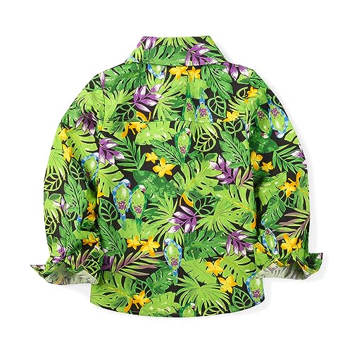 OCHENTA Toddler Boys Sunflower Hawaiian Shirt Kids Button Down Long Sleeve Aloha Party Tropical Beach Luau Outfit White Sunflower 2 Years